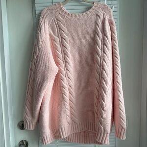 Adele Cable Knit Big Sister Sweater | Bubble Gum Pink
